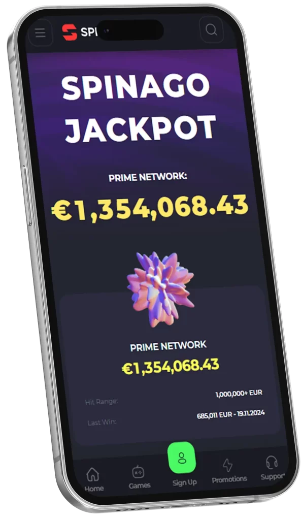 Jackpot on Spinago Casino App