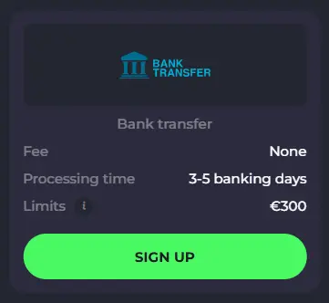 Bank Transfer at Spinago Casino