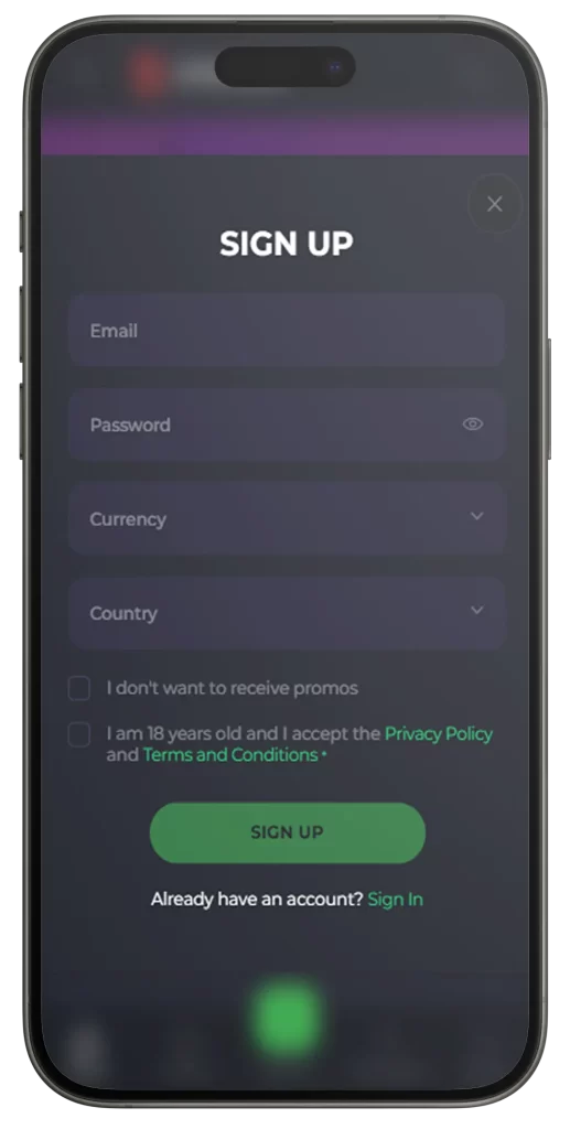 Mobile Sign Up