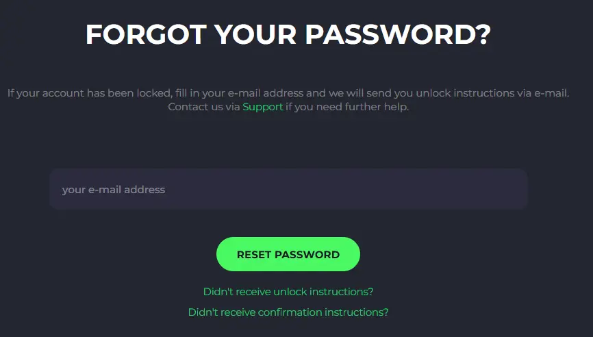 Password Recovery for Spinago Casino Login